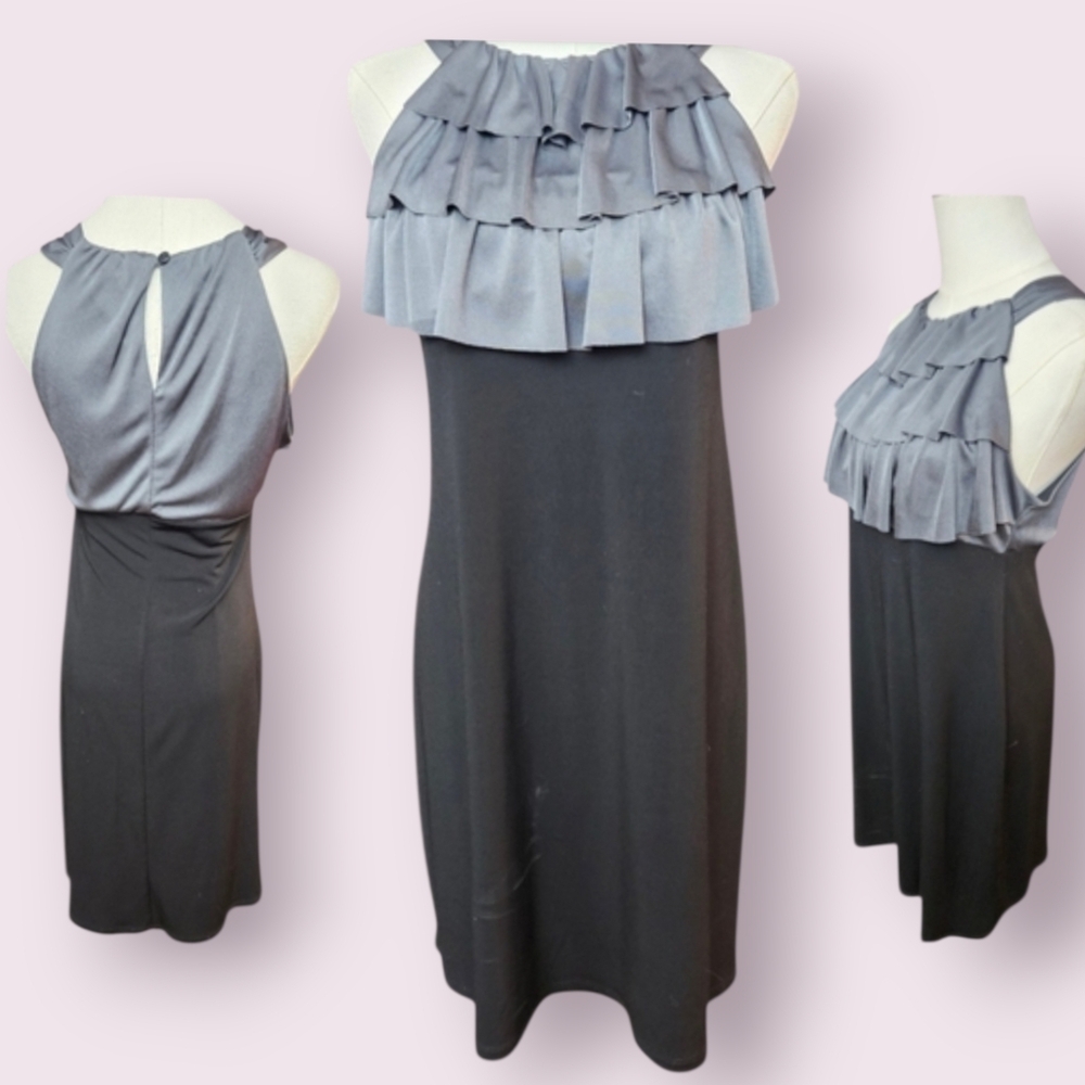 Chic Sleeveless Gray Ruffle Dress